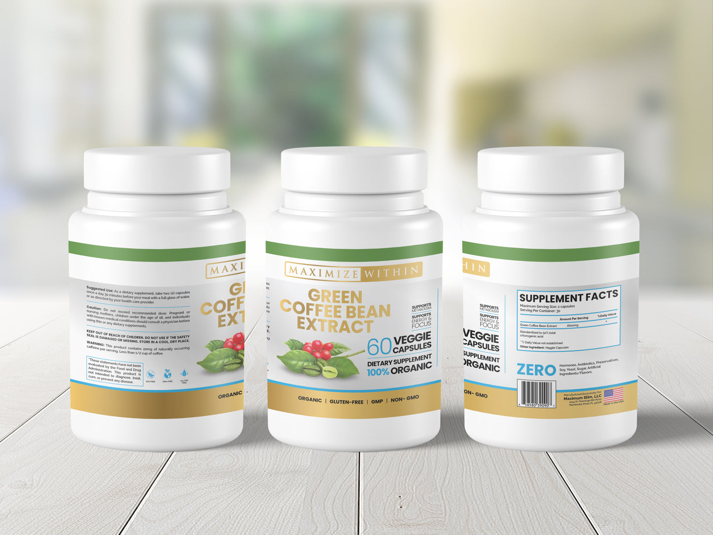 Green Coffee Bean Extract Supplement - Maximum Slim | Supports Metabolism & Energy