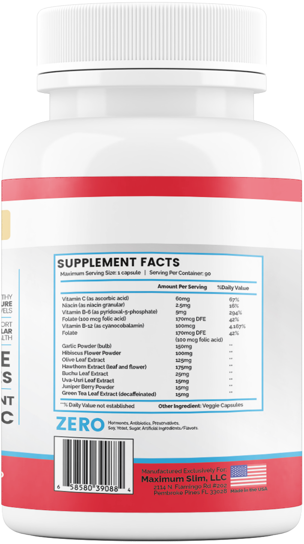 Blood Pressure Support Supplement - Maximum Slim | Promotes Cardiovascular Health