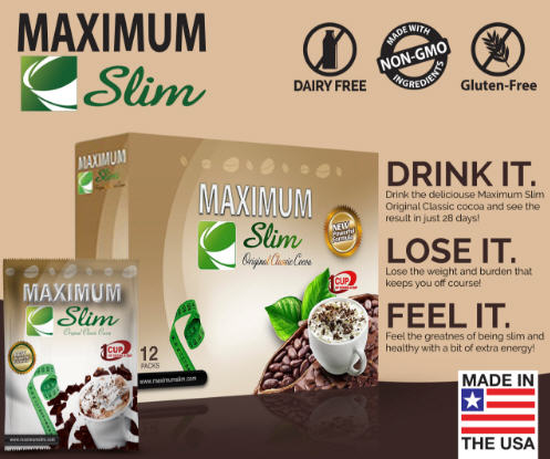 Maximum Slim Original Classic Cocoa (12 ct) | Delicious Drink Mix for a Healthy Lifestyle