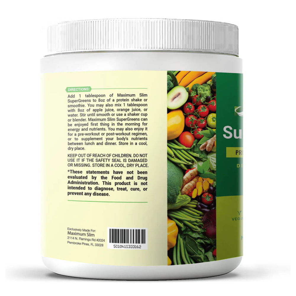 Maximum Slim SuperGreens Powder | Plant-Based Nutrient Drink Mix