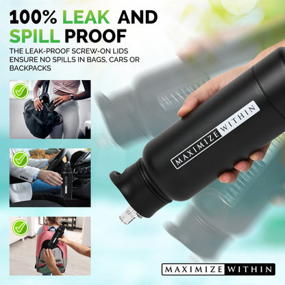 Stainless Steel Water Bottle with Hidden Compartment - Maximum Slim | Sleek & Functional