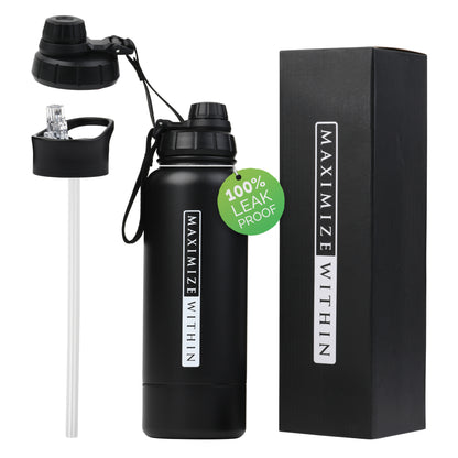 Stainless Steel Water Bottle with Hidden Compartment - Maximum Slim | Sleek & Functional