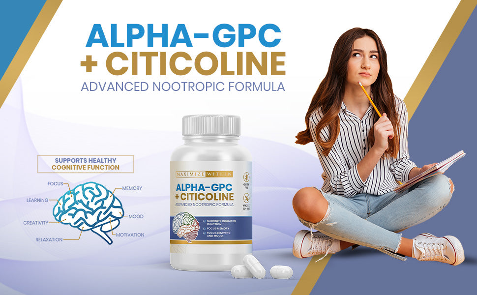 Alpha GPC + Citicoline Supplement - Maximum Slim | Supports Cognitive Function & Focus
