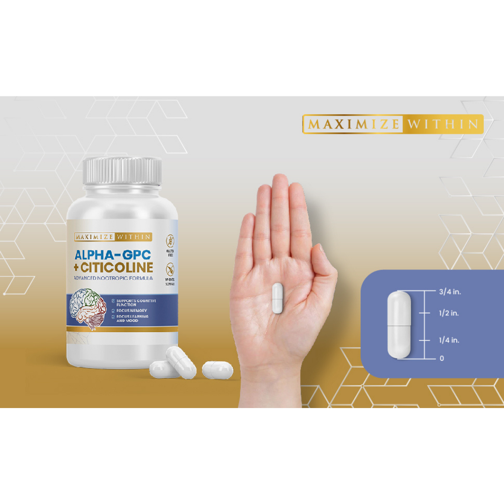 Alpha GPC + Citicoline | Brain Health Supplement | Known to improve focus & clear brain fog | Plant Based Capsules | Pack of 30