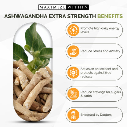 Ashwagandha Root Extra Strength - Maximum Slim | Supports Stress Relief & Vitality
