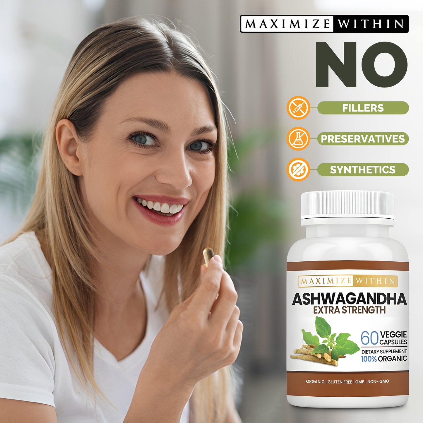 Ashwagandha Root Extra Strength - Maximum Slim | Supports Stress Relief & Vitality