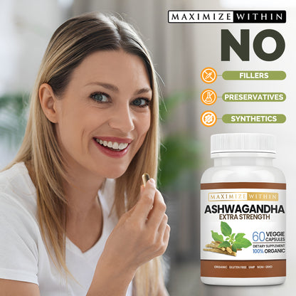 Ashwagandha Root Extra Strength - Maximum Slim | Supports Stress Relief & Vitality