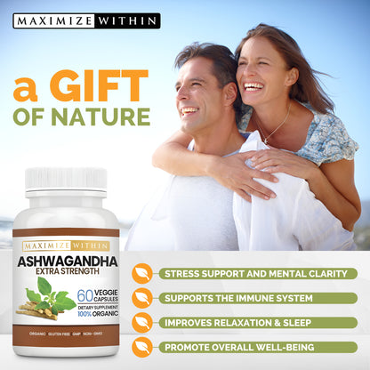 Ashwagandha Root Extra Strength - Maximum Slim | Supports Stress Relief & Vitality