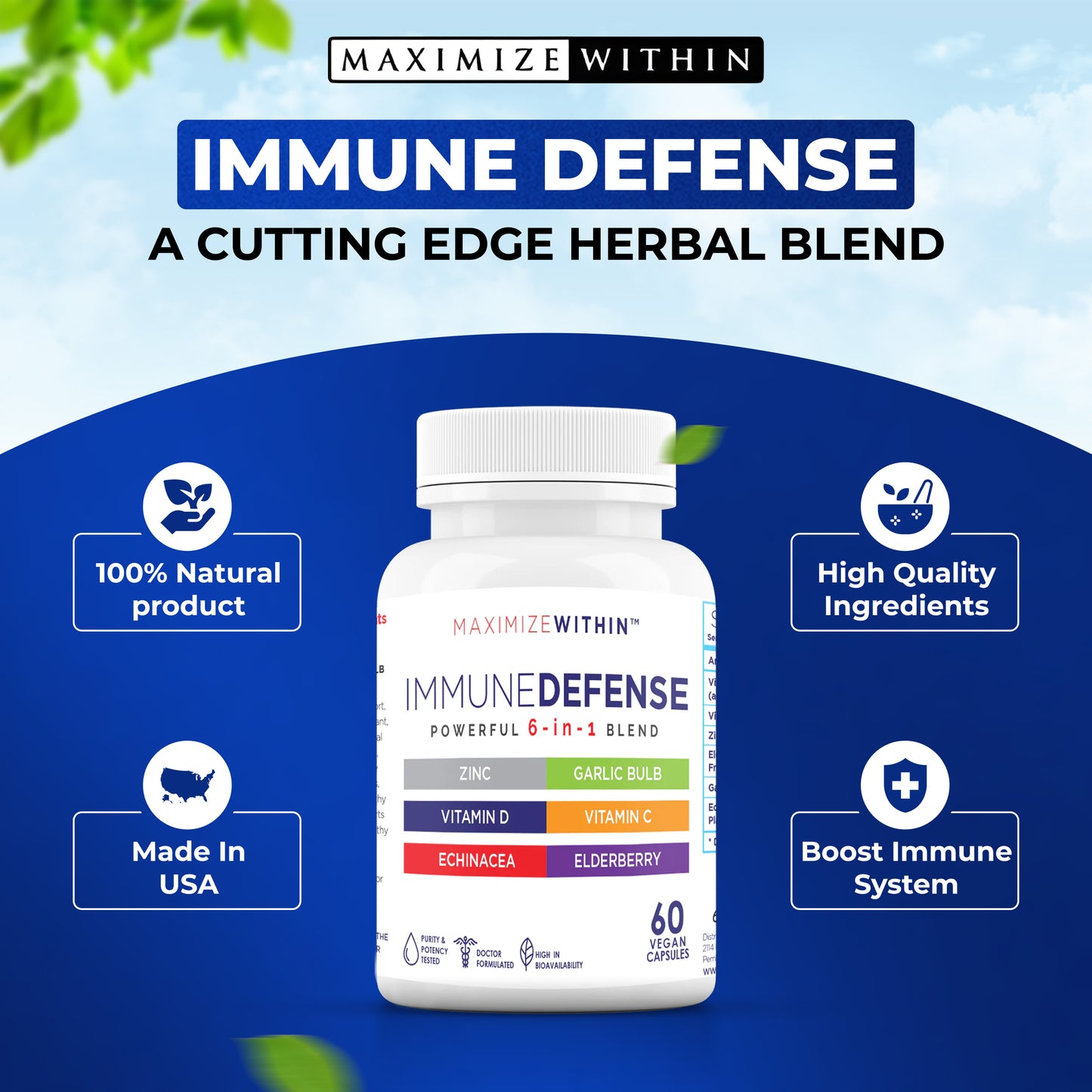 Immune Defense 6-in-1 Powerful Formula - Maximum Slim | Comprehensive Immune Support