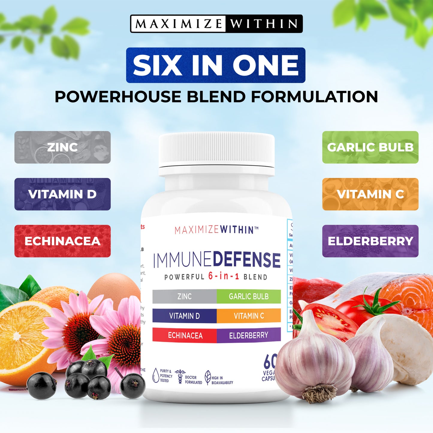 Immune Defense 6-in-1 Powerful Formula - Maximum Slim | Comprehensive Immune Support