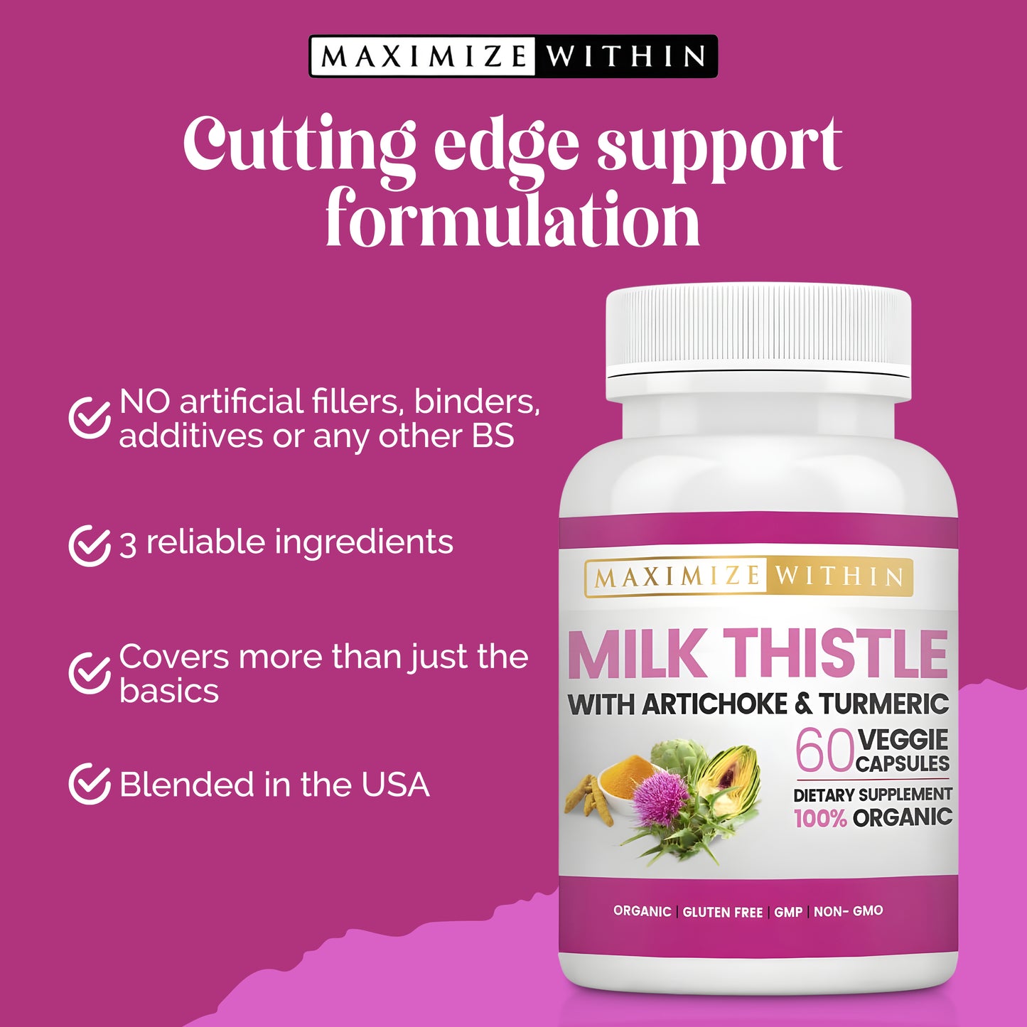 Milk Thistle with Artichoke & Turmeric Supplement - Maximum Slim | Supports Liver Detoxification