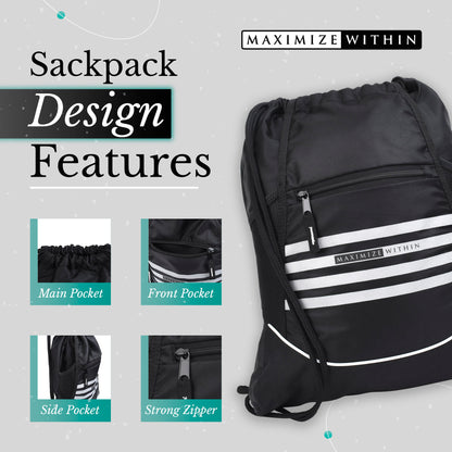 Sackpack Drawstring Backpack Gym Bag - Maximum Slim | Durable & Lightweight for Active Lifestyles