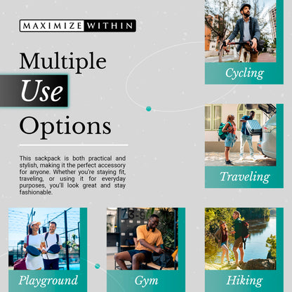 Sackpack Drawstring Backpack Gym Bag - Maximum Slim | Durable & Lightweight for Active Lifestyles