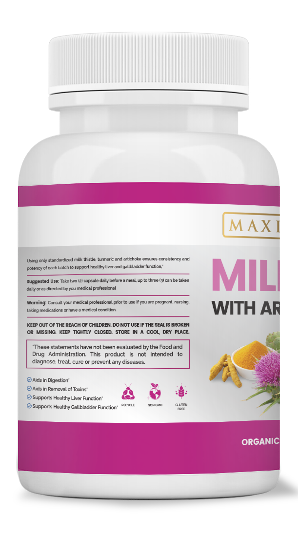 Milk Thistle with Artichoke & Turmeric Supplement - Maximum Slim | Supports Liver Detoxification