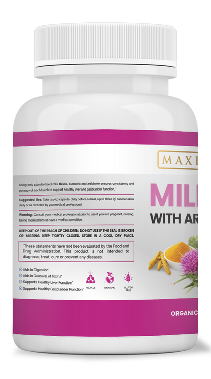 Milk Thistle with Artichoke & Turmeric Supplement - Maximum Slim | Supports Liver Detoxification