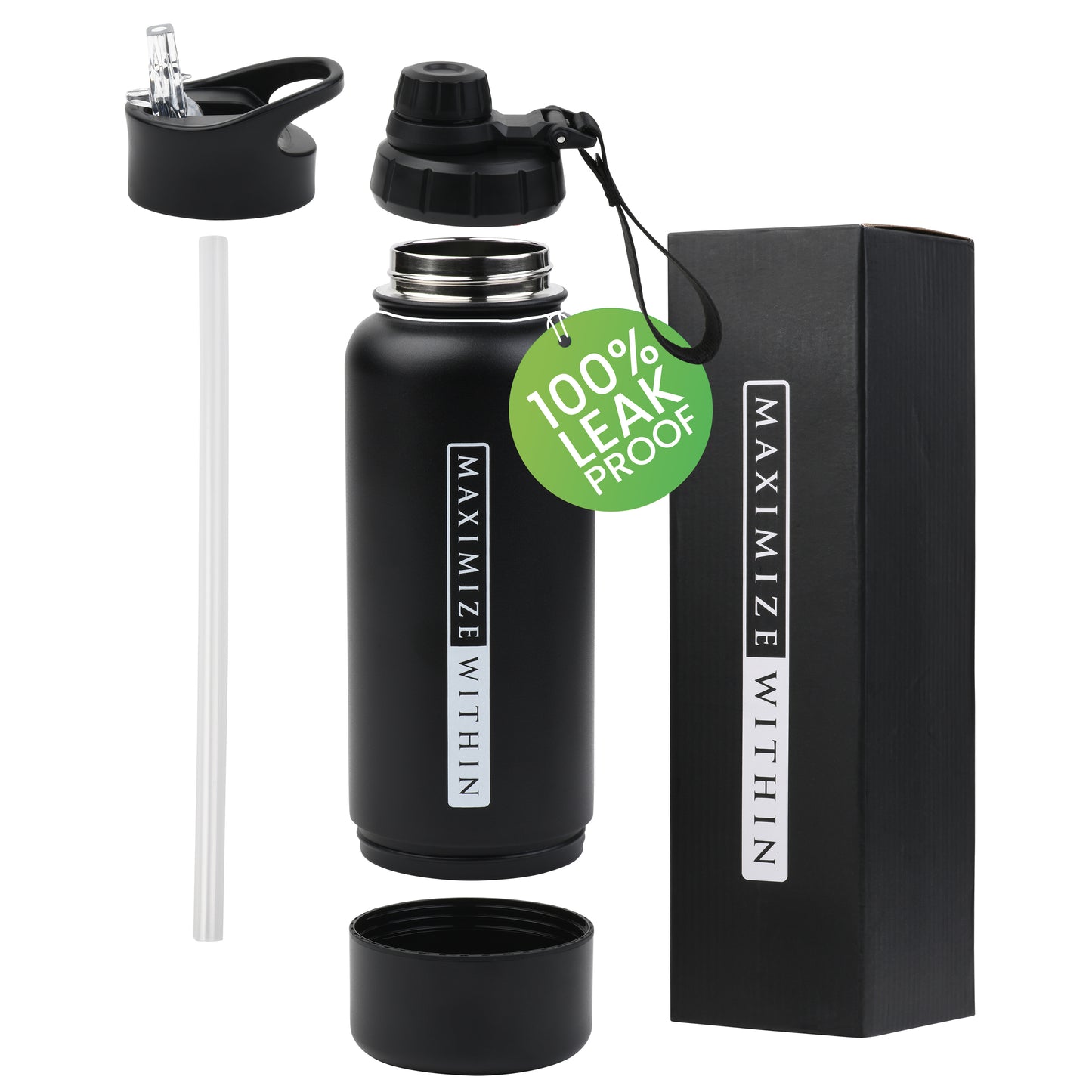 Stainless Steel Water Bottle with Hidden Compartment - Maximum Slim | Sleek & Functional