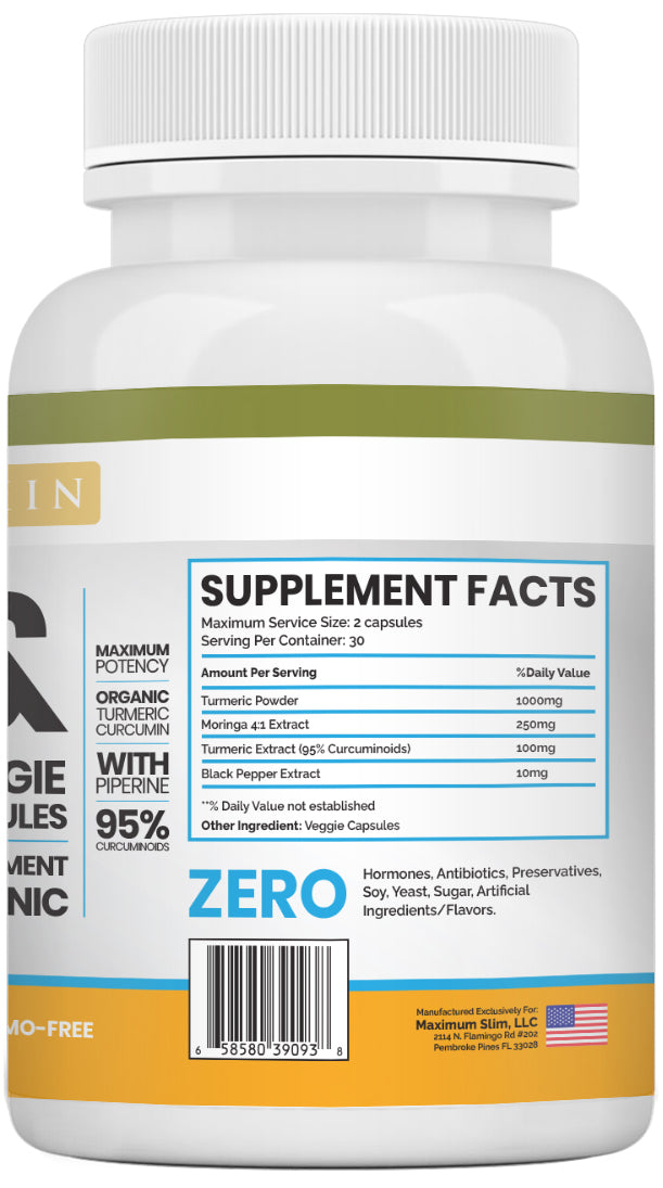 Turmeric and Moringa Supplement - Maximum Slim | Herbal Blend for Overall Wellness