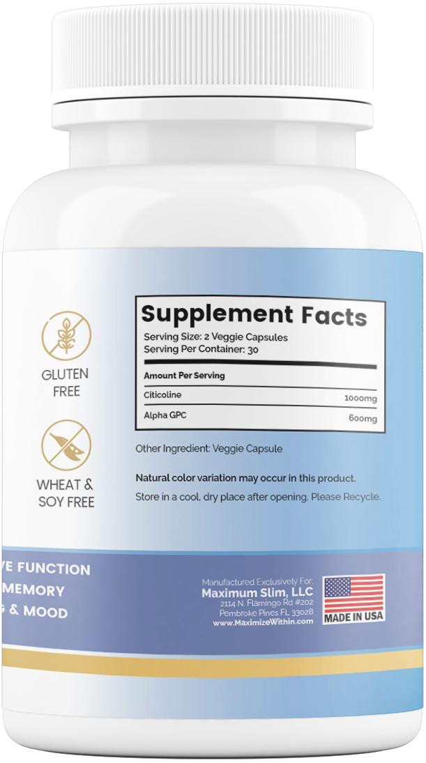 Alpha GPC + Citicoline Supplement - Maximum Slim | Supports Cognitive Function & Focus