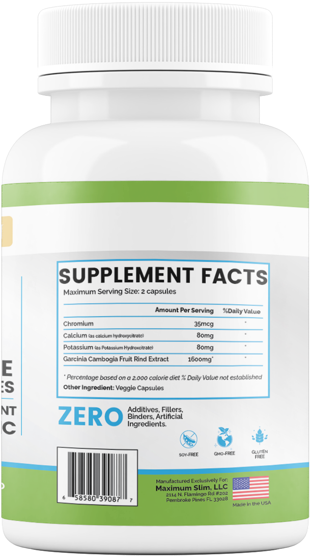 100% Pure Garcinia Cambogia - Maximum Slim | Natural Supplement for Healthy Living