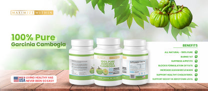 100% Pure Garcinia Cambogia - Maximum Slim | Natural Supplement for Healthy Living