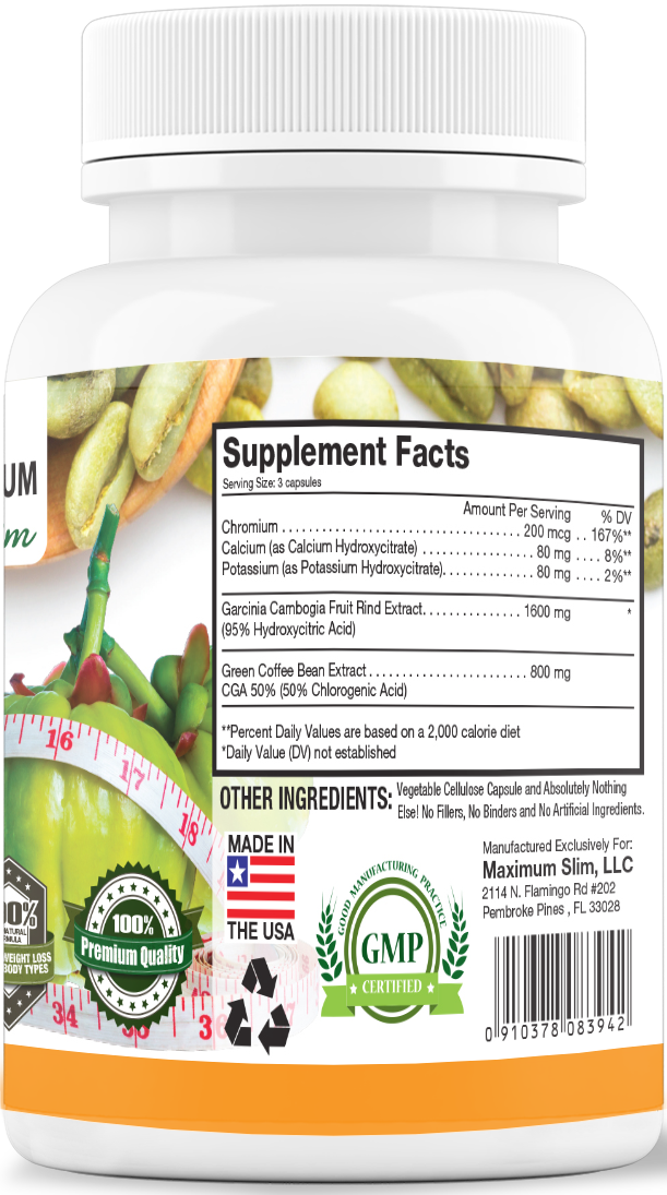 Maximum Trim Garcinia Cambogia and Green Coffee Extract - Maximum Slim | Metabolism Support