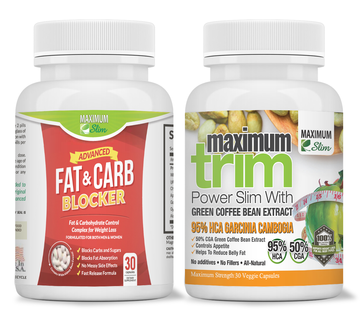 Fat & Carb Blocker with Garcinia Cambogia - Maximum Slim (30 ct) | Supports Weight Management