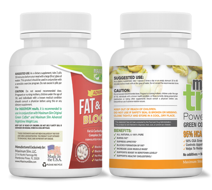 Fat & Carb Blocker with Garcinia Cambogia - Maximum Slim (30 ct) | Supports Weight Management