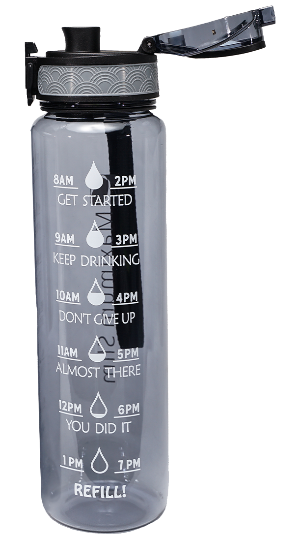 Motivational Water Bottle - 32oz/1000ml - Stay Cool Grey