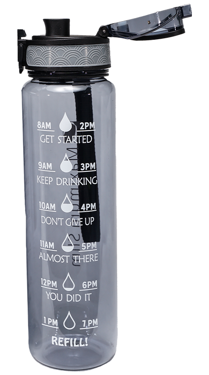 Motivational Water Bottle - 32oz/1000ml - Stay Cool Grey