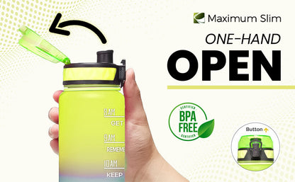 Motivational Water Bottle - 32oz/1000ml - Look at Me Yellow