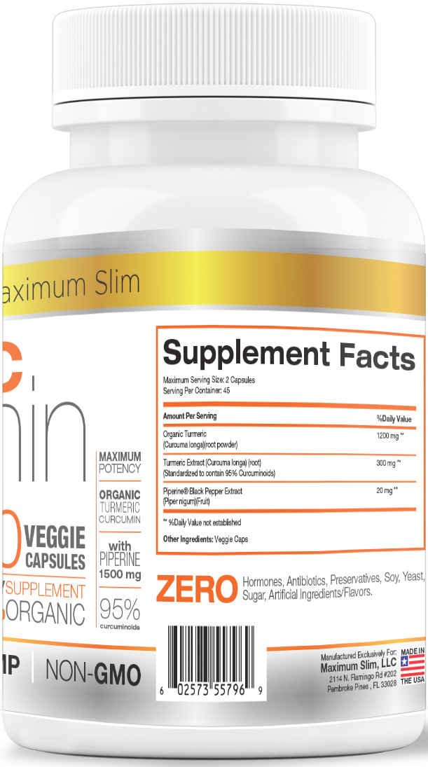 Turmeric Curcumin Supplement - Maximum Slim | Natural Joint & Wellness Support