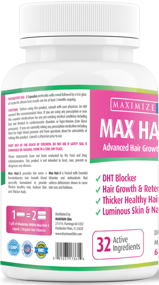 Max Hair 3 - Maximum Slim | Supports Healthy Hair Growth & Strength