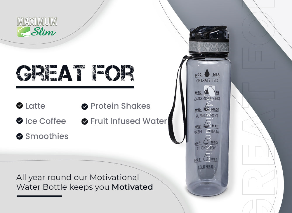 Motivational Water Bottle - 32oz/1000ml - Stay Cool Grey