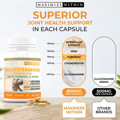 Glucosamine Chondroitin with Turmeric & MSM Supplement - Maximum Slim | Joint Support