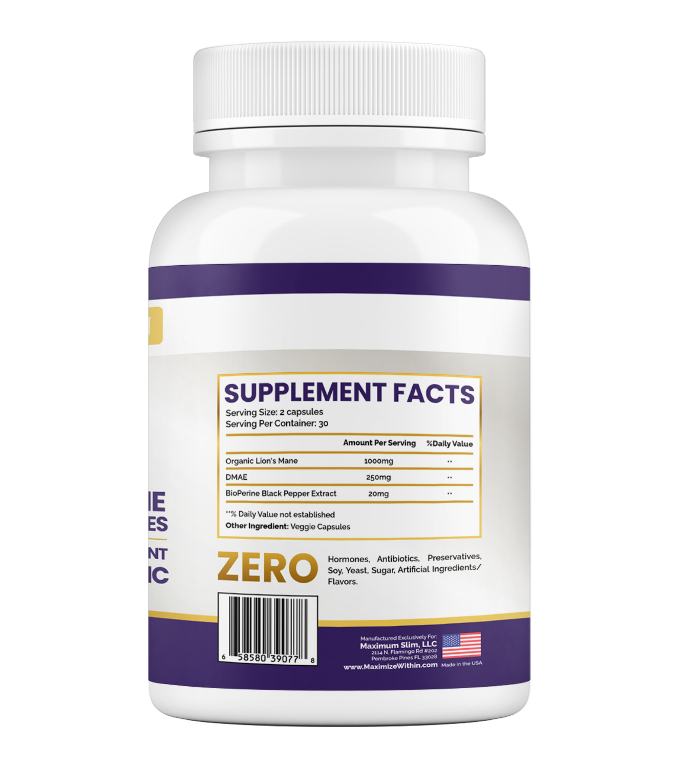 Lion’s Mane & DMAE Supplement - Maximum Slim | Supports Cognitive Function & Focus