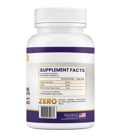 Lion’s Mane & DMAE Supplement - Maximum Slim | Supports Cognitive Function & Focus