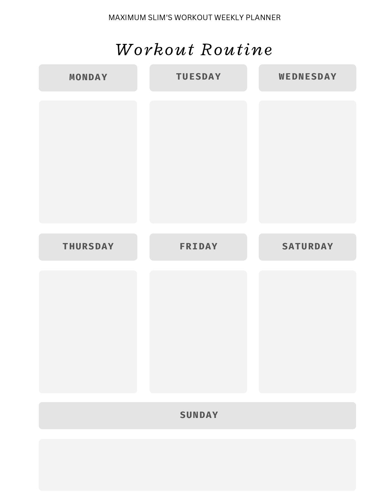 Maximum Slim Workout Planner | Track Fitness Goals & Progress