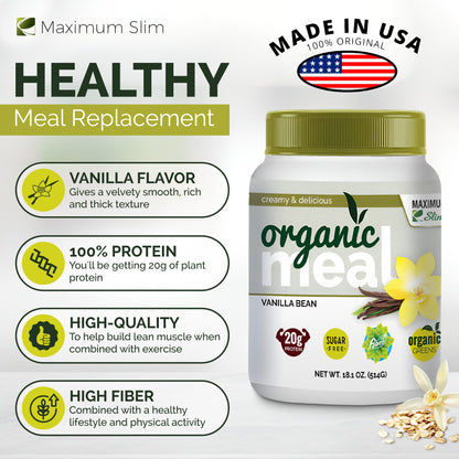 Maximum Slim Organic Fat Burning Meal Vanilla Bean | Nutritious Meal Replacement Shake