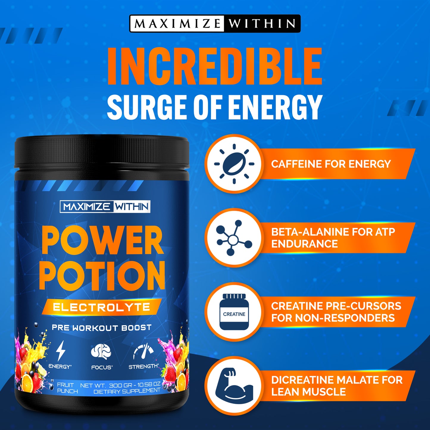 Power Potion Electrolyte Pre-Workout Powder - Maximum Slim | Hydration & Endurance Boost