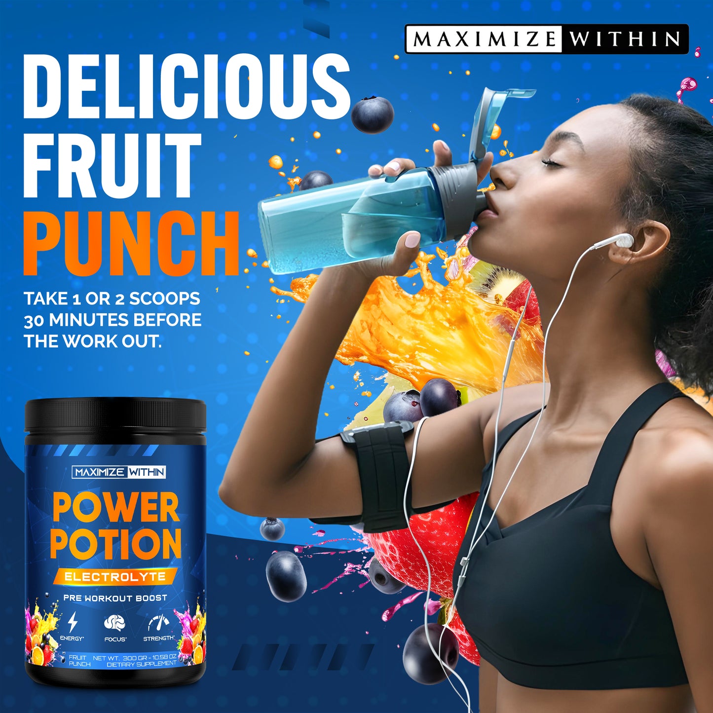 Power Potion Electrolyte Pre-Workout Powder - Maximum Slim | Hydration & Endurance Boost