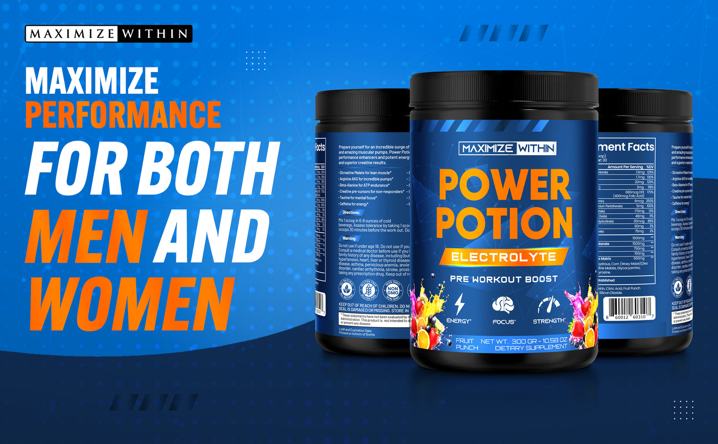 Power Potion Electrolyte Pre-Workout Powder - Maximum Slim | Hydration & Endurance Boost