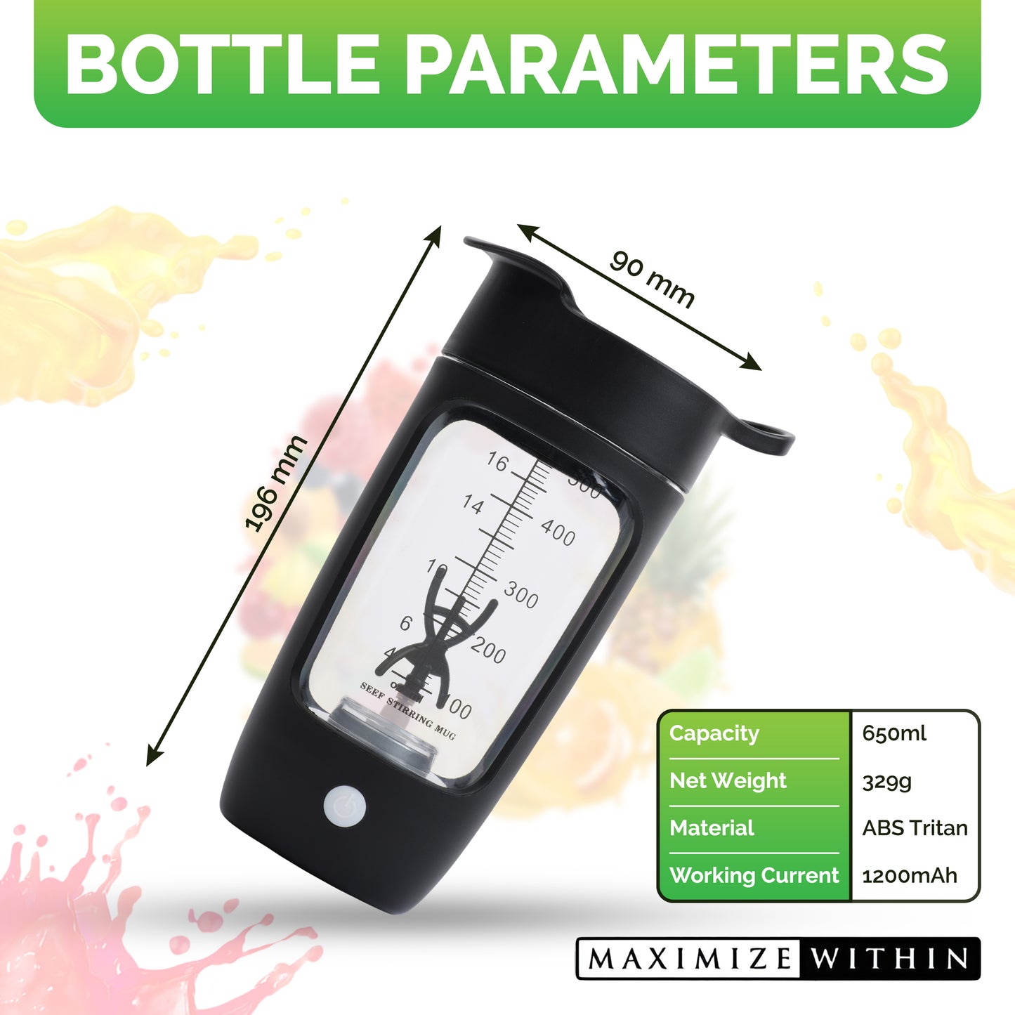 Protein Shaker Stirrer Bottle - Maximum Slim | Convenient Mixing for Protein Shakes