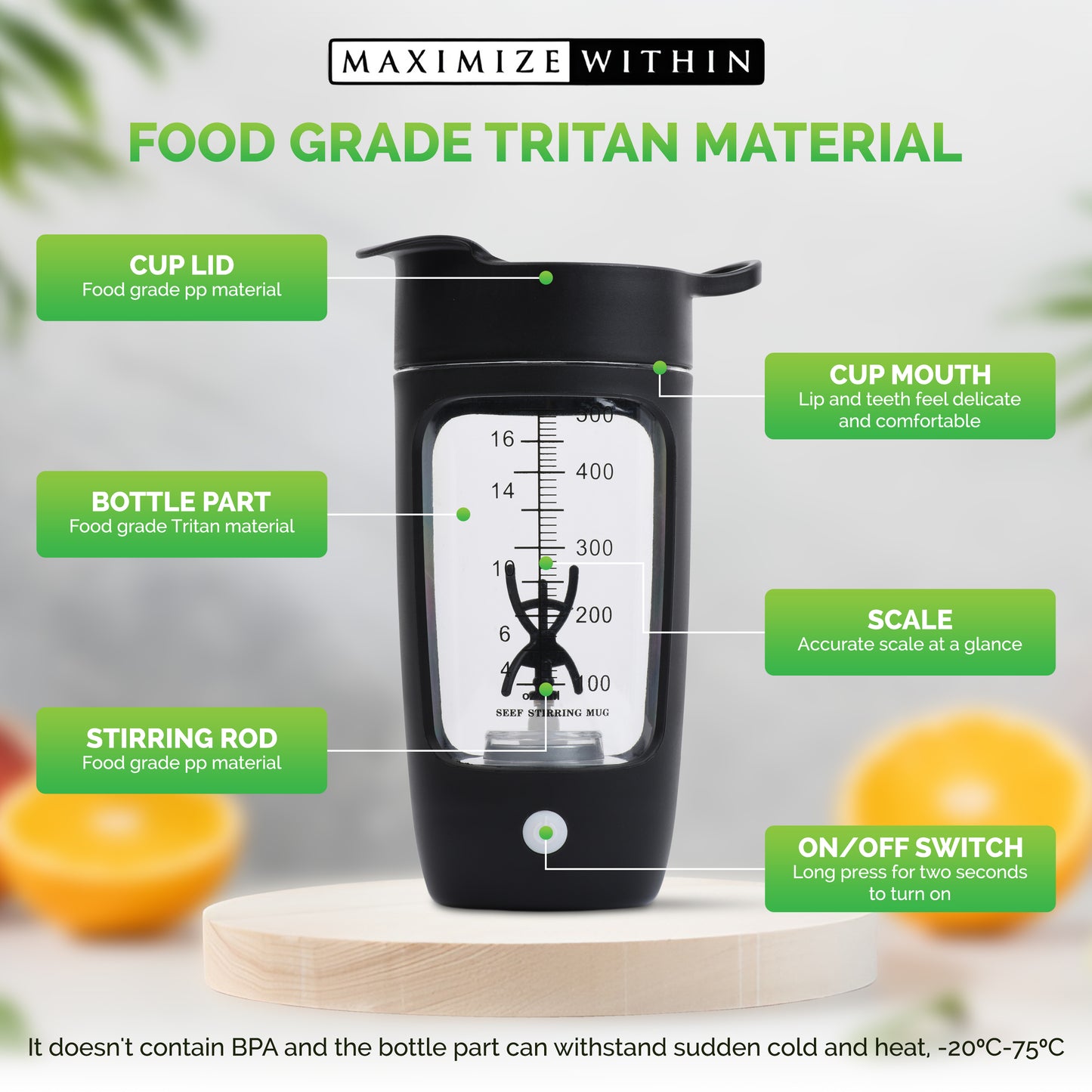 Protein Shaker Stirrer Bottle - Maximum Slim | Convenient Mixing for Protein Shakes