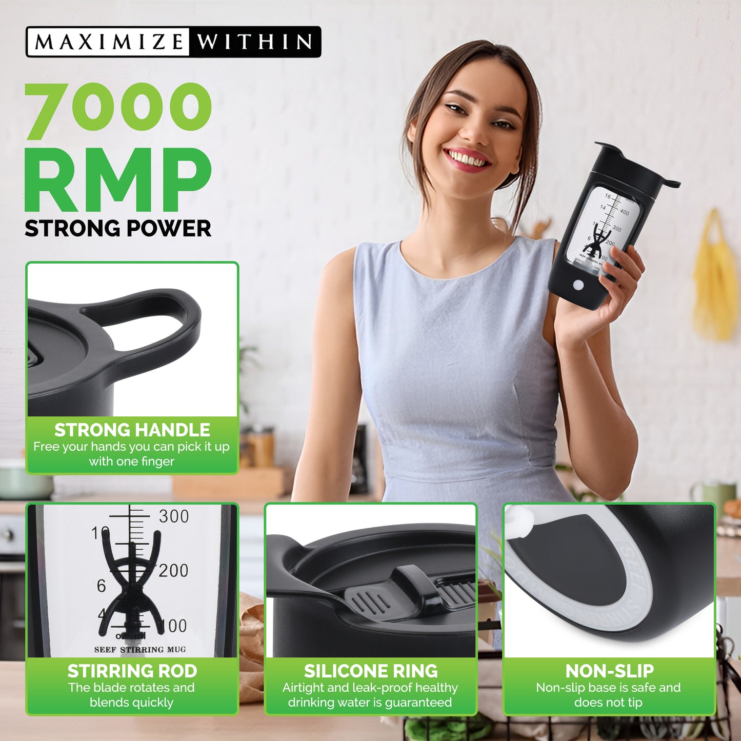 Protein Shaker Stirrer Bottle - Maximum Slim | Convenient Mixing for Protein Shakes