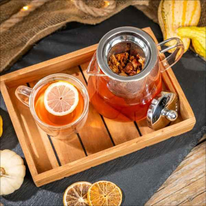 Maximum Slim Clear Glass Tea Kettle with Stainless Steel Infuser and Lid | Premium Health Support Formula