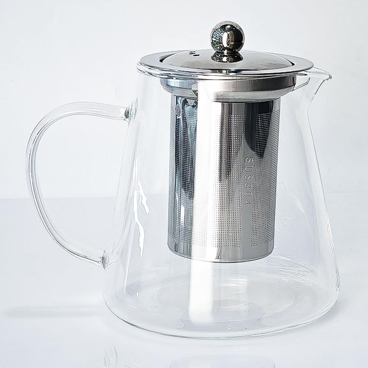 Maximum Slim Clear Glass Tea Kettle with Stainless Steel Infuser and Lid | Premium Health Support Formula