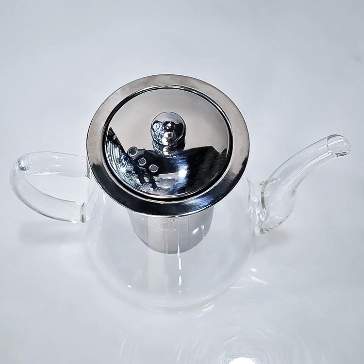 Clear Glass Teapot with Removable Stainless Steel Filter and Spout