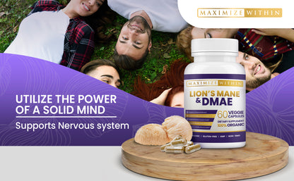 Lion’s Mane & DMAE Supplement - Maximum Slim | Supports Cognitive Function & Focus