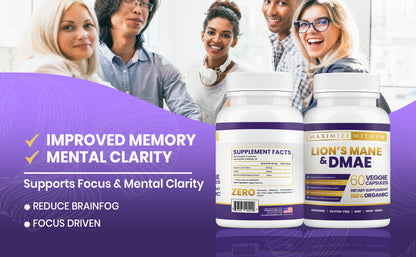 Lion’s Mane & DMAE Supplement - Maximum Slim | Supports Cognitive Function & Focus