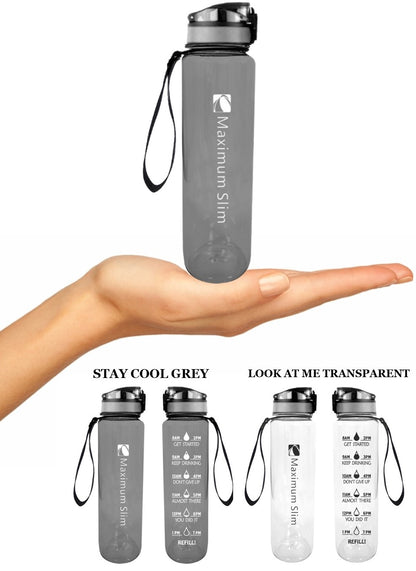 Motivational Water Bottle - 32oz/1000ml - Look at Me Transparent